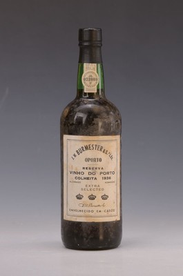 1 Fl. 1936 J.W. Burmester & S., Portwein, Reserva, Vinho do Porto, Colheita 1936, Extra Selected, num., 073009, geprägte Kapsel, Etikett l. fleckig ...