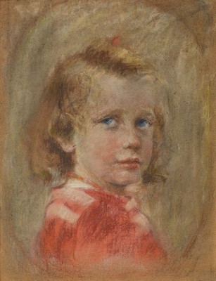 F.F. Koch, 1863 - 1923 in Landau, Porträt der Tochter des Künstlers "Yvonne" im Alter von 6 Jahren, Pastell/Pappe, glänzende Darstellung ...