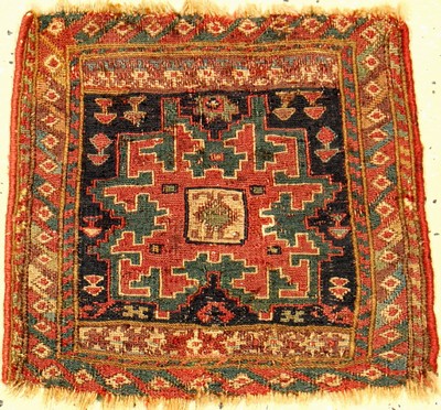 Seltene Schahsavan-Sumakh "Chanteh" antik (Lesghi Stern), Nordwestpersien, 19.Jhd., Wolle gewebt auf Wolle. Miniatur-Taschenfront der ...