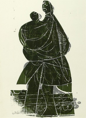 HAP Grieshaber, 1909-1981, Christophorus, Farbholzschnitt von 1969, handsigniert, ca. 38x22cm, PP, u.Gl., R. ca.58x48cm, WVZ Fürst Nr. 69/91
