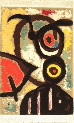 Künstlerteppich ´Miro´, China, ca. 30 Jahre, Wolle auf Baumwolle, ca. 87 x 60 cm, EHZ: 2