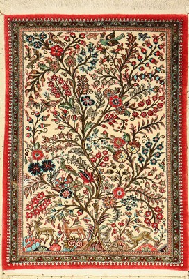 Ghom Seide, Persien, ca. 40 Jahre, Naturseide, ca. 83 x 58 cm, EHZ: 2