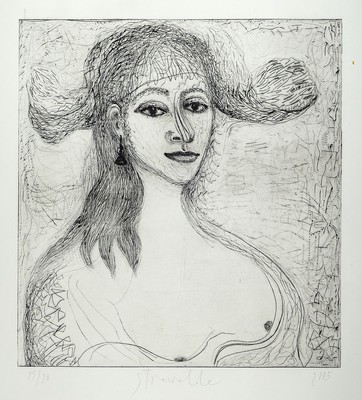 Srawalde, Russ auf Papier, Kaltnadelradierung, signiert und datiert 2005, nummeriert 15/26, Motive ca. 53x49cm, unter Glas gerahmt, ca. 100x71cm