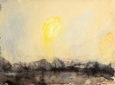 Klaus Fußmann, geb. 1938, Aquarell, das Werk ist monogrammiert und datiert "3. November 1978", Sonnenaufgang, ca. 32.7 x 43.5 cm, PP., ...