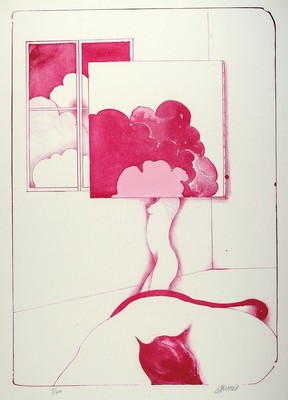 Bruno Bruni, geb. 1935, 2 Graphiken,a. Farbserigrafie, num. 86/99, handsigniert, 75 x 61.5 cm, von 1969, und b. Farblitho auf dickem Büttenpapier, ...