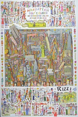 James Rizzi 1950 - 2011, Manhatten Golf Classic 2006, Offset auf Hochglanzpapier, die Offsets wurden vom Golf-Club an die Turnierteilnehmer verteilt, ...