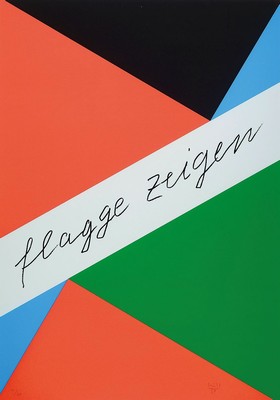 Max Bill, 1908 - 1994, Serigrafie auf dickem Karton, kleine Auflage 21/35, handsigniert, aus 1994, Blattmaß 84 x 59.5 cm, unter Glas, Rahmen, PP., ...