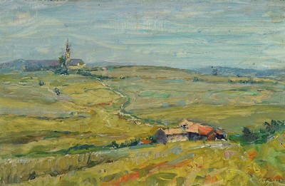 Albert Feser, 1901 - 1993, Ölgemälde, bekannter Hamburger impressionistischer Künstler, "Süddeutschland", rückseitig handsigniert, ...