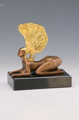 Ernst Fuchs, 1930-2015, Sphinx mit Goldhelm, sign., num. 39/1999, ca. 12,5x11 cm