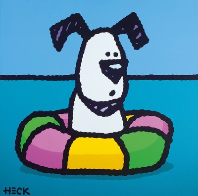 Ed Heck, bekannter zeitgenössischer Künstler aus New York, "Sea Dog", Acryl/Lwd, li. u. signiert, 61 x 61 cm, von 2014, mit orig. ...