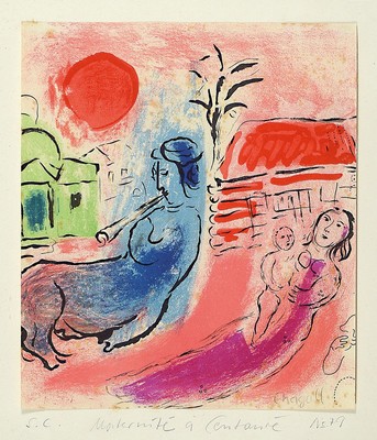 Marc Chagall, 1887-1985, Matermite a Centaure, Farblithografie, rechts unten signiert, nummeriert No. 79, unter Glas gerahmt, ca. 23x21cm/53x43cm