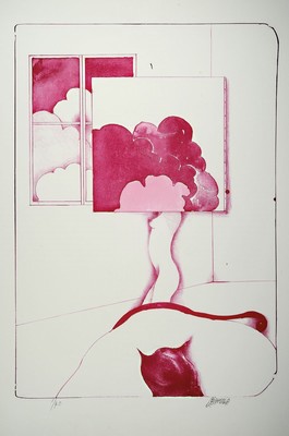 Bruno Bruni, geb. 1935 Gradara, Tra le nuvole, Origina-Lithographie, handsigniert und nummeriert 1/40, Werksverzeichnis 49, ca. 70x49cm