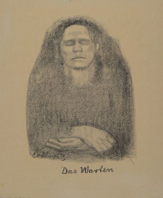 Käthe Kollwitz, 1867 Königsberg-1945 Moritzburg, Das Warten, Kreidelithographie, mit Bleistift signiert und betitelt, unter Glas gerahmt, ca. ...