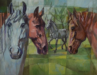 Heinz Brzoska, 1942 Kattowitz - 2015 Ludwigshafen, Pferdedarstellungen, Öl/Lwd, re. unten signiert, 70 x 90cm