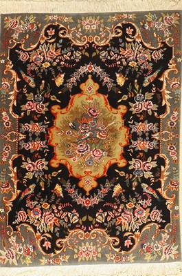 Täbriz fein, Persien, ca. 40 Jahre, Korkwolle mit Seide, ca. 140 x 100 cm, EHZ: 2-3