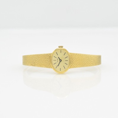 ZENTRA Damenarmbanduhr in GG 585/000, Handaufzug, Deutschland um 1975, 2-teil. Geh., Boden aufgedr., gold. Zifferbl. m. aufges. Indizes, Kal. Durowe ...