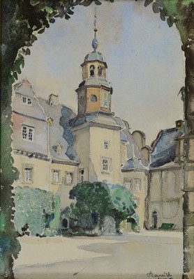 Unbekannter Aquarellist, deutsch, datiert (19)41, Der Schlosshof in Weilburg an der Lahn, Aquarell auf Papier, rechts unten signiert und dat., ca. ...