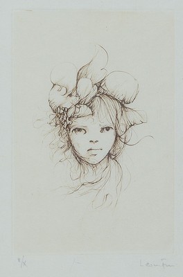 Leonor Fini, 1907 Buenos Aires-1996 Paris, 2 Radierungen mit Frauenköpfen, beide handsigniert, 1x num. II/X, ca. 17x11.5cm, u.Gl., R. ca. 47x37cm; ...