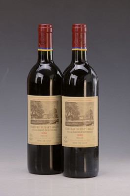 2 Flaschen Chateau Duhart-Milon Domaines Barons de Rothschild 1990, Paulliac, Grand Cru Classe, Füllstand into neck, 75cl, aus einer privaten ...