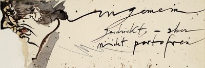 Horst Janssen, 1929-1995, Zeichnung, dat. 71, ca. 14x23 cm, PP, 18x27 cm, leichte Flecken auf PP.