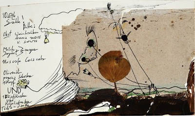 Horst Janssen, 1929-1995, Zeichnung, dat. 76ca. 12x21 cm, PP, gesamt ca, 23x31 cm, leichte Flecken auf PP zusehen