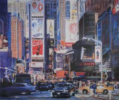 Namazbek Chekirov, geb. 1979, Times Square, Farbserigraphie auf Lwd, rückseitig signiert und num. 392/750, ca. 85x 100 cm