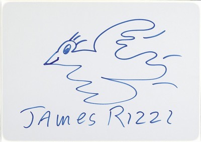 James Rizzi, 1950 - 2011, Filzstiftzeichnung, Taube, handsigniert, Blattgr. 20 x 30 cm, unter Glas, Rahmen: 32.5 x 42.5 cm