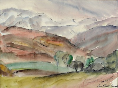 Albert Lasard, 1885 Metz - 1965 Paris, ausdrucksstarkes Aquarell, verso auf Zettel bez. "Montagne" und num. 390, signiert,ca. 28.5 x 39 cm, ...