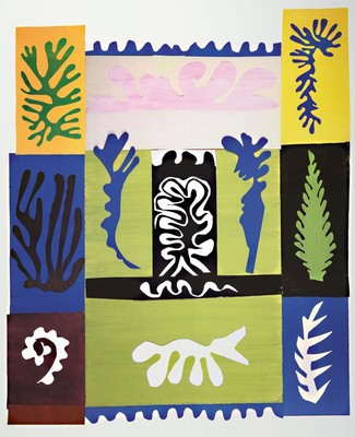 Henri Matisse, 1869-1954, Titel: Tahiti, Farboffset-Lithografie, Drucker Verlag: Arte Maeght, Paris, WZ R 083, ca. 80x65 cm, Griffknicke zusehen