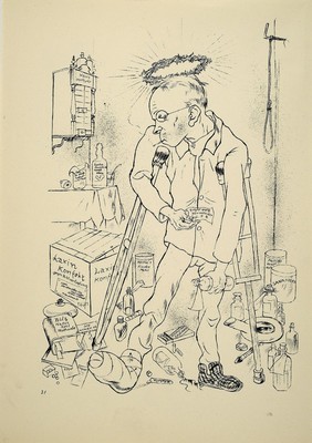 George Grosz, Konvolut aus aus 4 Blättern, Verlag: Malik-Verlag, Berlin 1923, PP, ca. 25x35 cm, gesamt ca. 40x50 cm