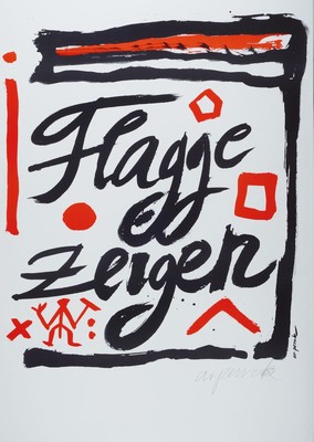 A.R. Penck, 1939 Dresden - 2017, "Flagge zeigen", nur 35 handsignierte Exp., rückseitig von fremder Hand num. 32/35, 84 x 59.5 cm