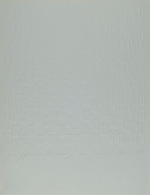 Günther Uecker, geb. 1930, Prägedruck, handsigniert, datiert 1976, Auflage 100, Unikatcharakter, da mit Widmung, Blattgröße 64.5 x 49.5 cm, ...