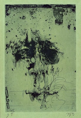 Horst Janssen, 1929 - 1995, Radierung auf Velin, handsigniert, Auflage 50, Selbstporträt aus de Folge "Hanno's Tod", hier: ...