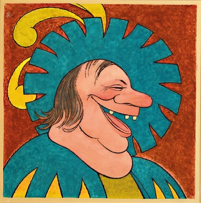 Willi Hertlein, 1908 - 1968, humoristisches Porträt, Mischtechnik, direkt aus dem Künstler-Nachlass, ca. 25 x 24 cm, unter Glas, Rahmen