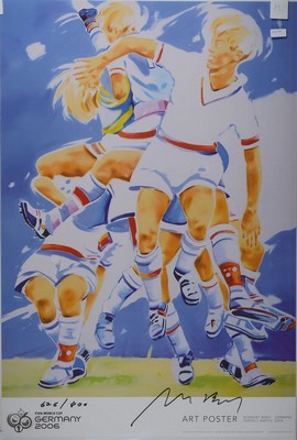 Norbert Bisky, geb. 1970, "The perfekt Match", handsigniert, num. 676/ 800, ca. 97 x 66 cm, anläßlich der WM 2006 vonder FIFA aufgelegt, ...