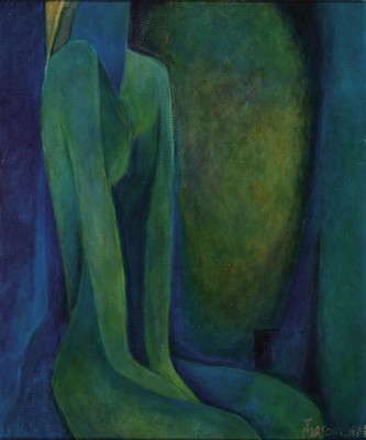 Richard Matouschek, 1920-1976, sitzender Akt, Öl/Lwd, rechts unten signiert, ca. 60x50cm