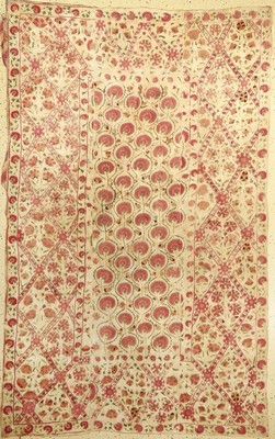 Ura Tube Susani antik, Usbekistan, 19.Jhd.,, Seide auf Baumwolle, ca. 220 x 138 cm, EHZ: 4, sammlerstück
