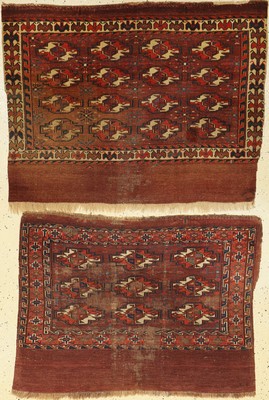 (2 Lots) 2x Frühe Yomud "Tschowals" antik, Turkmenistan, frühes 19.Jhd., Wolle auf Wolle, EHZ: (Alters und Gebrauchsspuren). ...