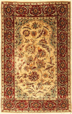 Seiden Hereke alt, Türkei, ca. 60 Jahre, reine Naturseide, Signiert, EHZ: 3-4, ca. 110 x 70 cm.
