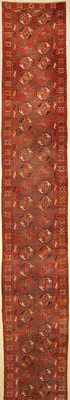 Karapalpaq "Galerie" antik, Kirgisistan, um1890, Wolle auf Wolle, ca. 636 x 86 cm, sehr selten, dekorativ, (gleichmäßige Gebrauchssp.)