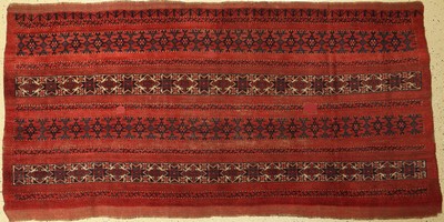 Große Ersari "Tschowal" antik, Turkmenistan, 19.Jhd., Wolle auf Wolle, ca. 255 x 128 cm, EHZ: (Alterss und Gebrauchsspuren). Sehr selten, ...
