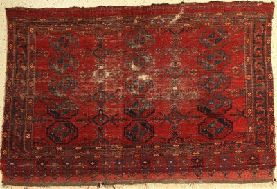Seltener Ersari-Beschir "Tschowal" antik (Mit Rubinroten Seiden-Highlights), Turkmenistan, Mitte 19.Jhd., ca. 145 x 100 cm, EHZ: (Alters ...