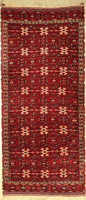 Yomud antik (Kelim Muster), Turkmenistan, um 1900/1920, Wolle auf Wolle, ca. 264 x 116 cm, feine Qualität, EHZ: 2-3