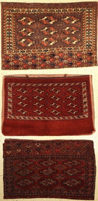 (3 Lots) Yomud "Tschowals", antik, Turkmenistan, um 1890-1900, Wolle auf Wolle, sammelwürdig, EHZ: 2-3