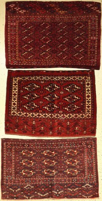 (3 Lots) Yomud "Tschowals", antik, Turkmenistan, um 1890-1900, Wolle auf Wolle, EHZ: 2-3
