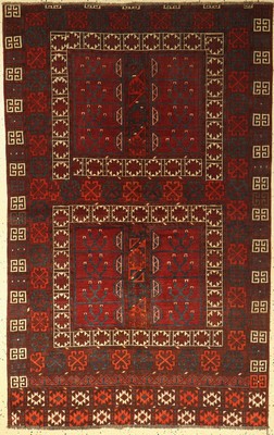 Ersari Engsi antik, Turkmenistan, um 1890, Wolle auf Wolle, ca. 200 x 125 cm, (Alters undGebrauchsspuren)