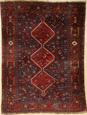 Khamseh alt (Chicken Typus), Persien, um 1920, Wolle auf Wolle, ca. 166 x 126 cm, selten, Naturfarben, EHZ: 2-3