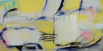 Rainer Magold, geb. in Karlsruhe, Ausstellungen in Brasilien, USA, Italien, China u.a., hier: abstrakte Komposition, Acryl/Lwd, rechts unten ...