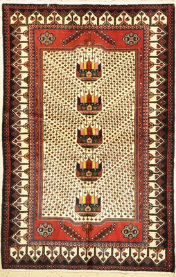 Seltener Saveh(Früchtekorb Motive), Persien, um 1960 ,Wolle auf Baumwolle, ca, 196 x 128 cmguter Zustand