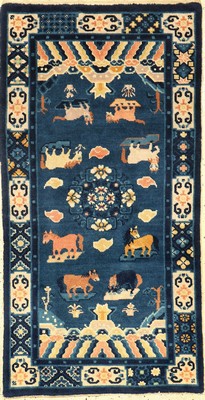 Peking alt (8 Heilige Pferde des Kaisers Mu-Wang), China, um 1920, Wolle auf Baumwolle, ca. 175 x 72 cm, EHZ: 2. Dekorativ, selten.